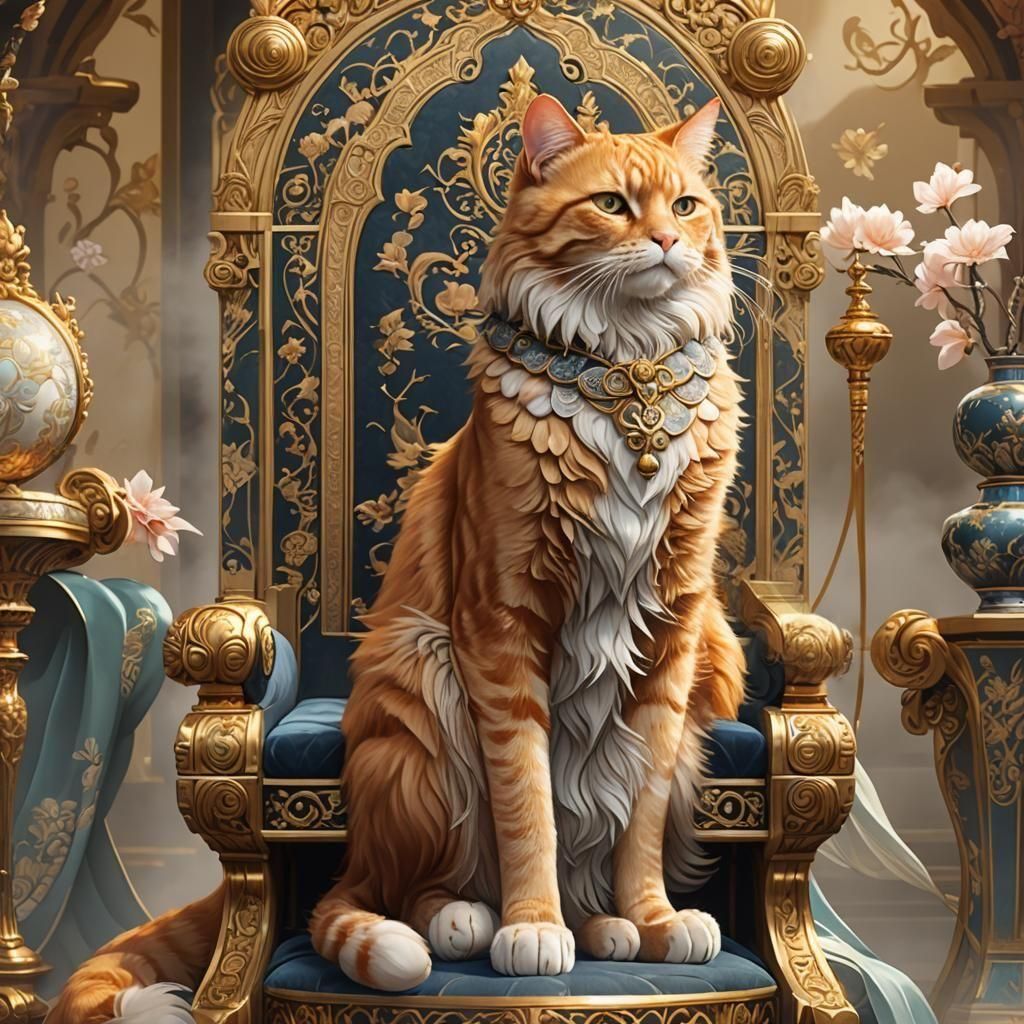 Ginger Cat King in 3D Anime Style