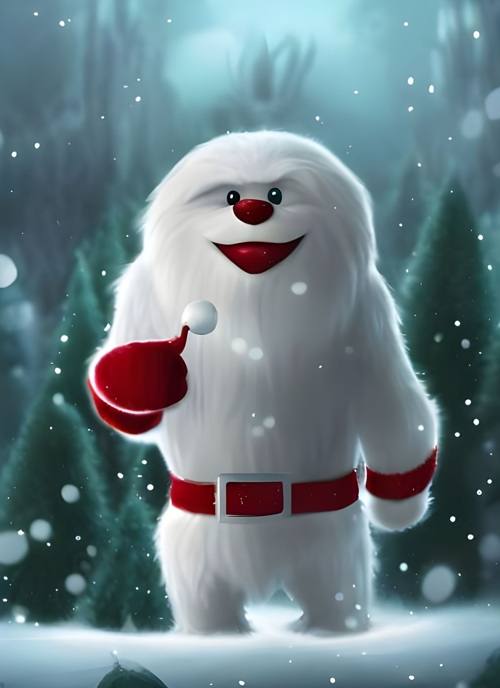Adorable Christmas Yeti in Dreamworks Style