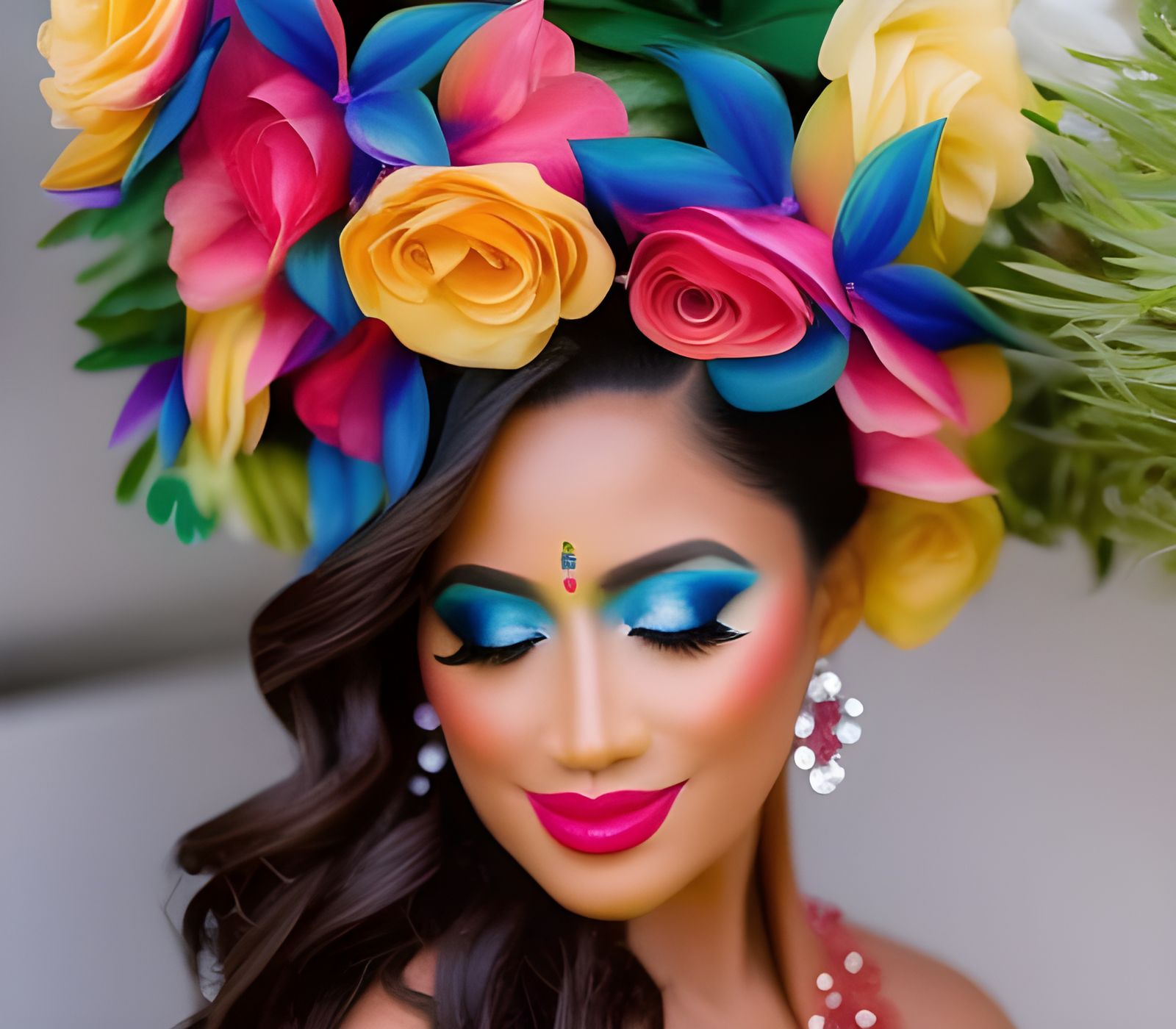 Striking Portrait of Latina Woman in Vibrant Colors