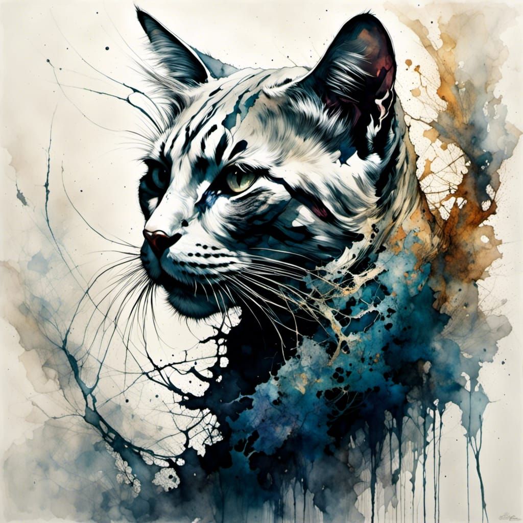 Dramatic Cat Portrait in Dark Style