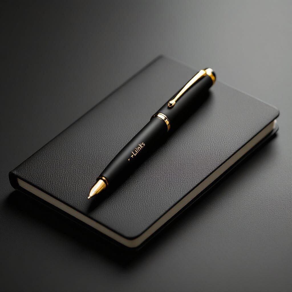 Minimalist Black Notebook and Pen with ALinks