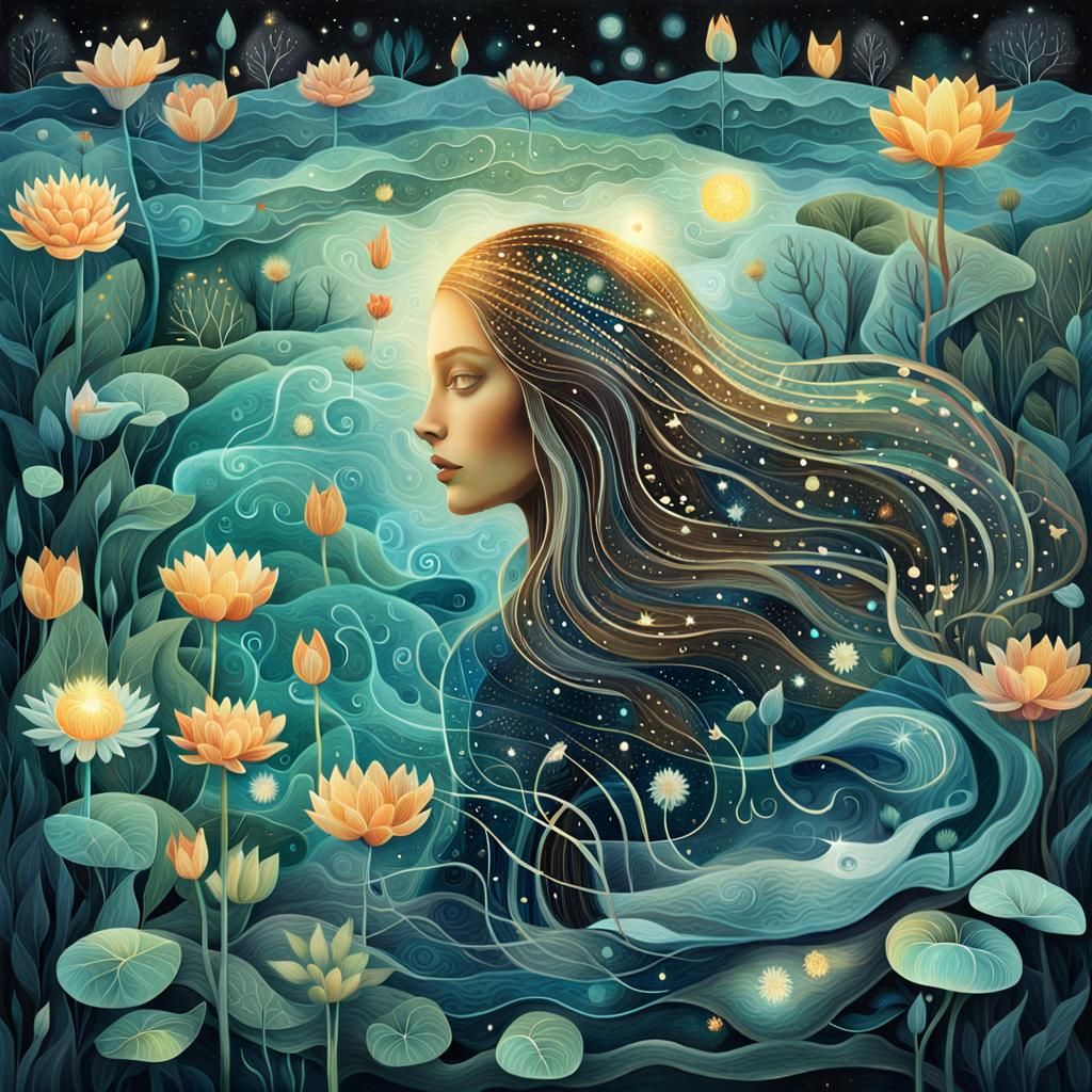 Vibrant Bio Art Digital Collage with Glowing Human Forms