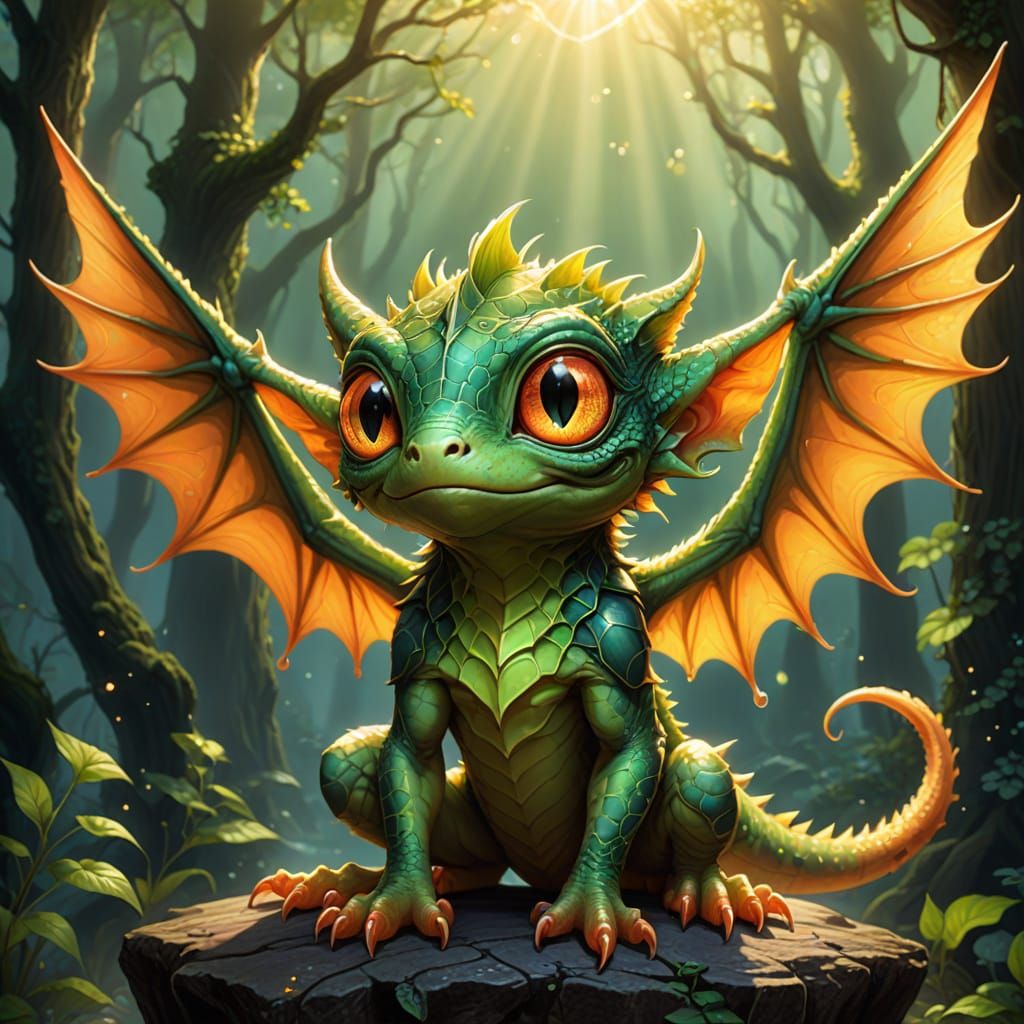 Whimsical Reptilian Goblin with Gargoyle Wings