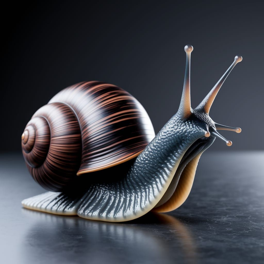 Ultra-Detailed Close-Up of a Snail