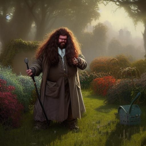 Hagrid Gardening: Dark Fantasy Concept Art