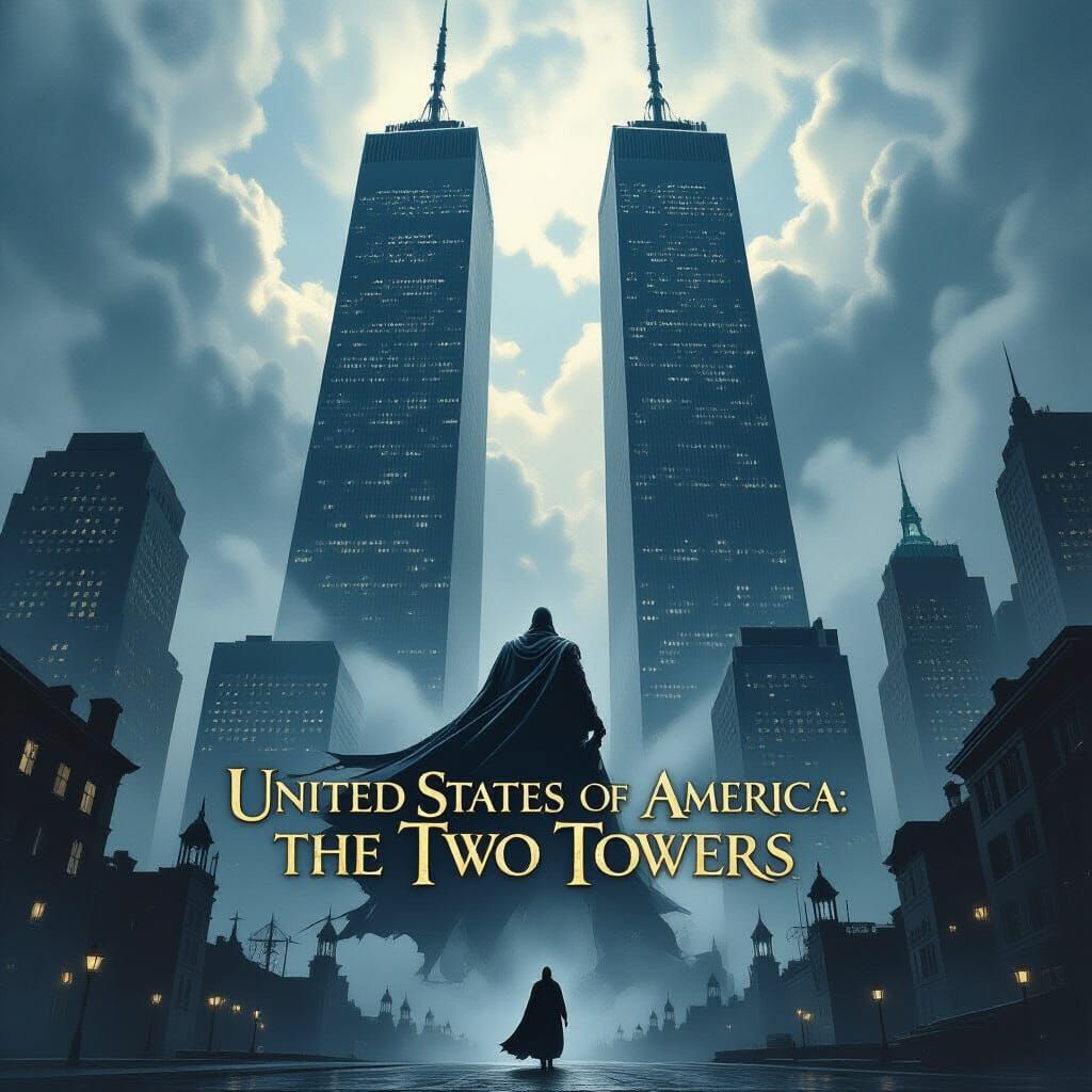 USA: The Two Towers Poster in Gothic Style