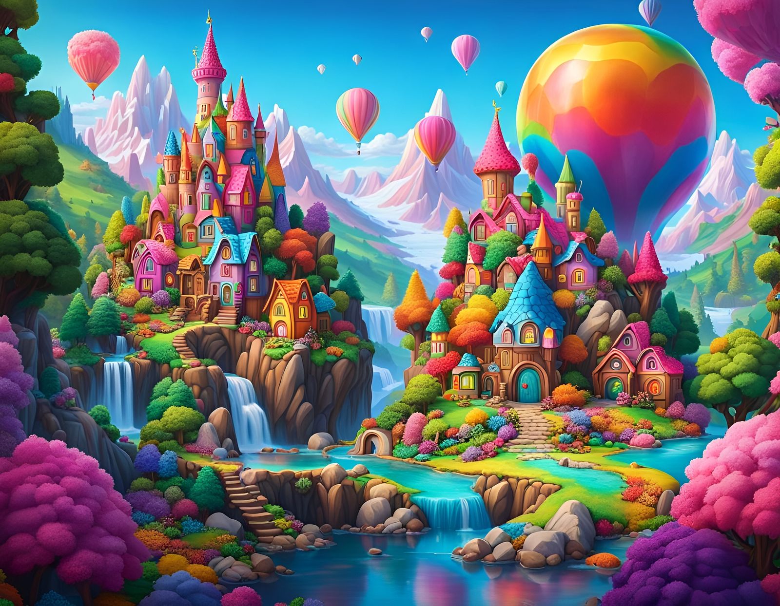 Candycore Wonderland Fairytale Castle in Digital Illustratio...