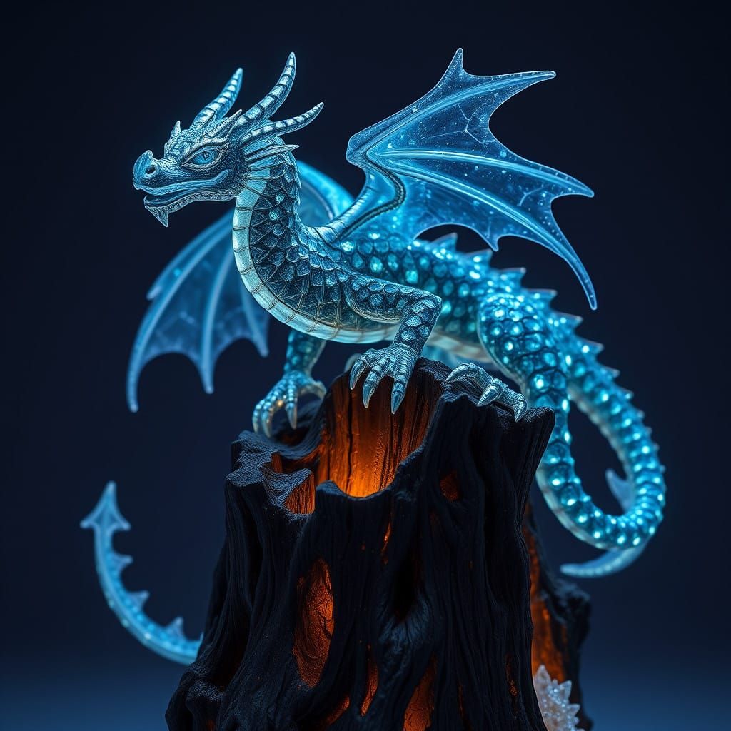 Ethereal Dragon Sculpture Ascends on Ancient Tree Stump in D...