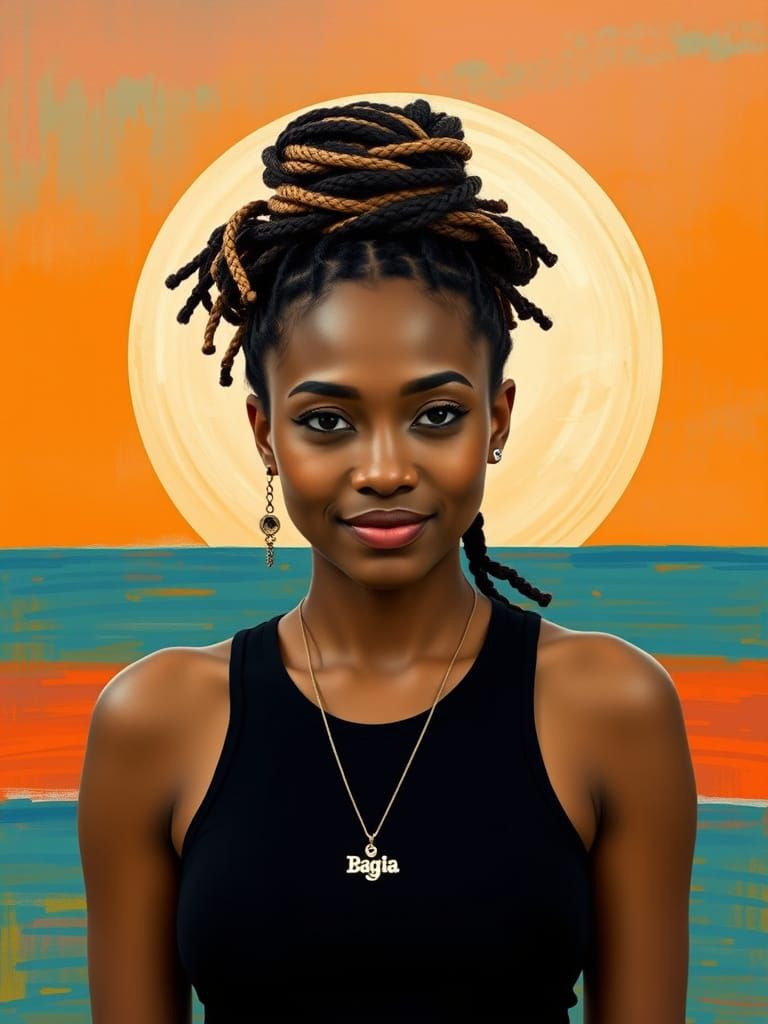 Portrait of Biracial Woman with Braided Hair