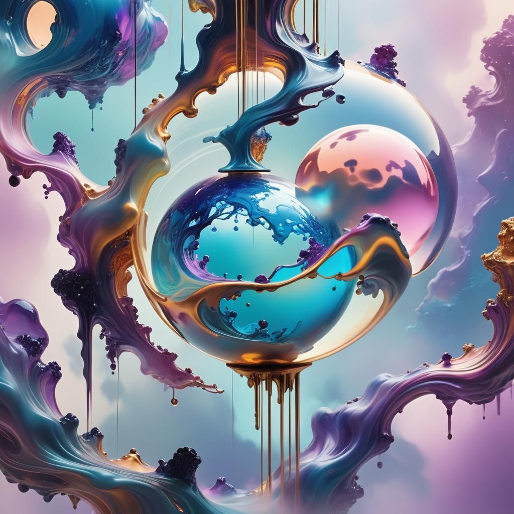 Melting Wax Globe: Surreal Dreamlike Futurism