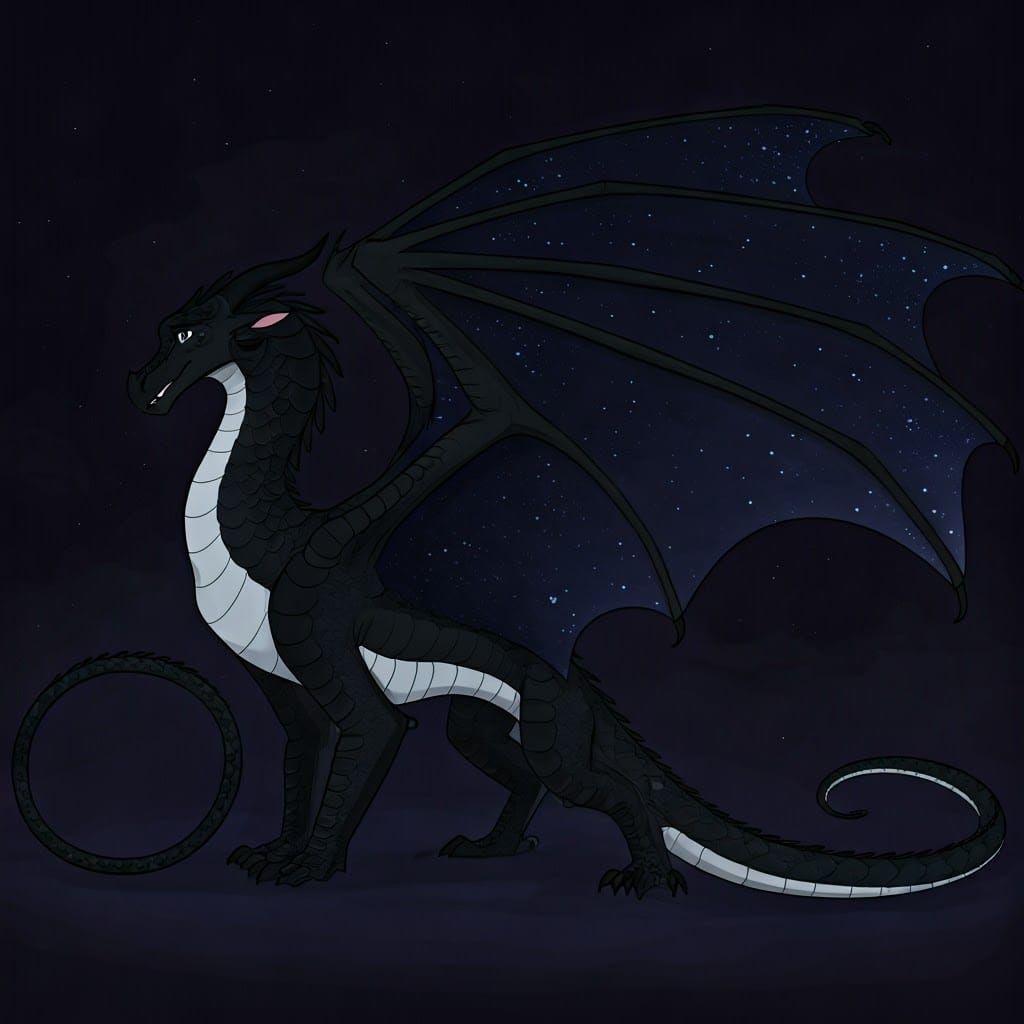 Dragon Wing in Dark Night Sky