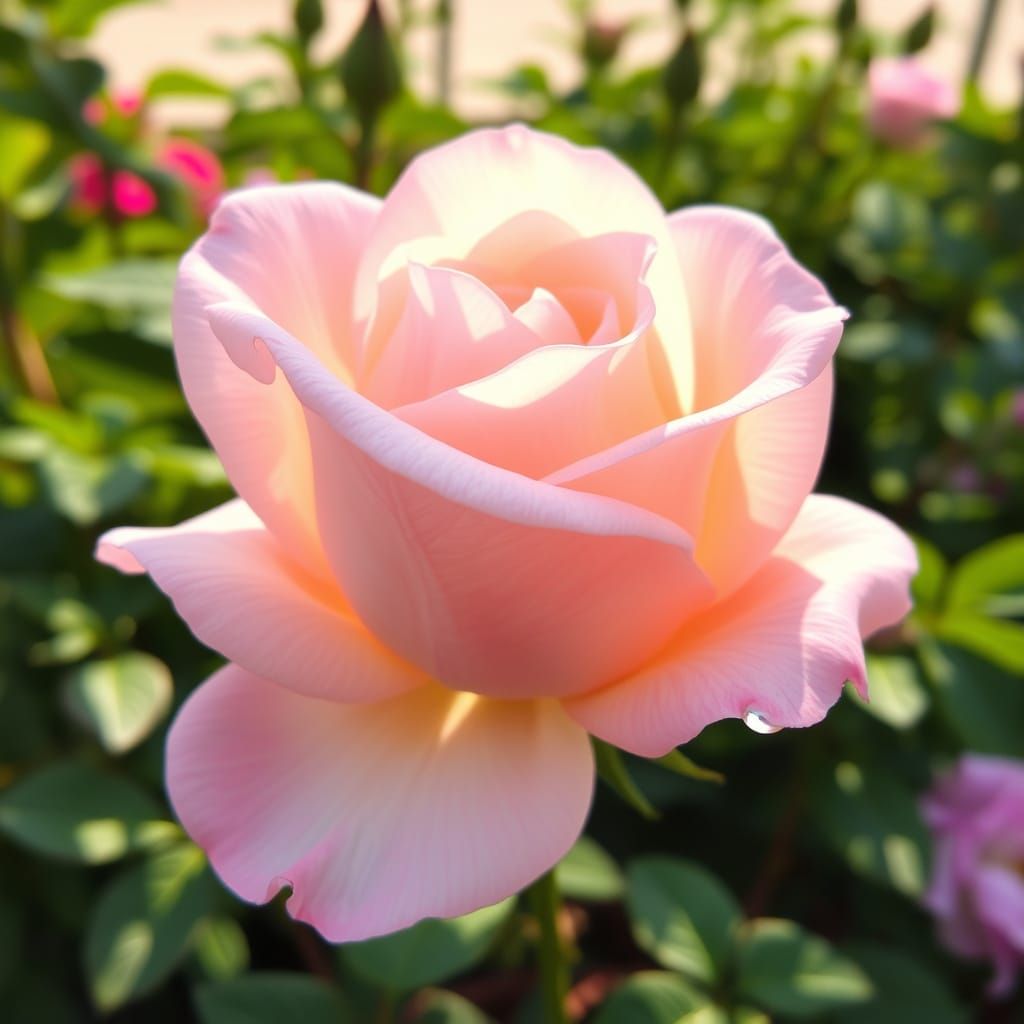 Impressionist Rose Blooms in Sunlit Garden