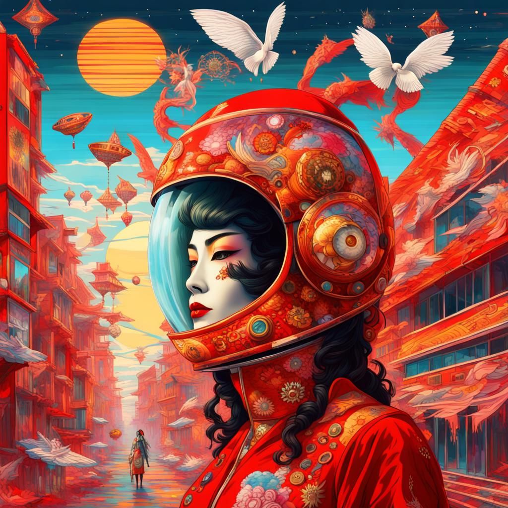 Venice Carnival Mask in Japanese Somen Style