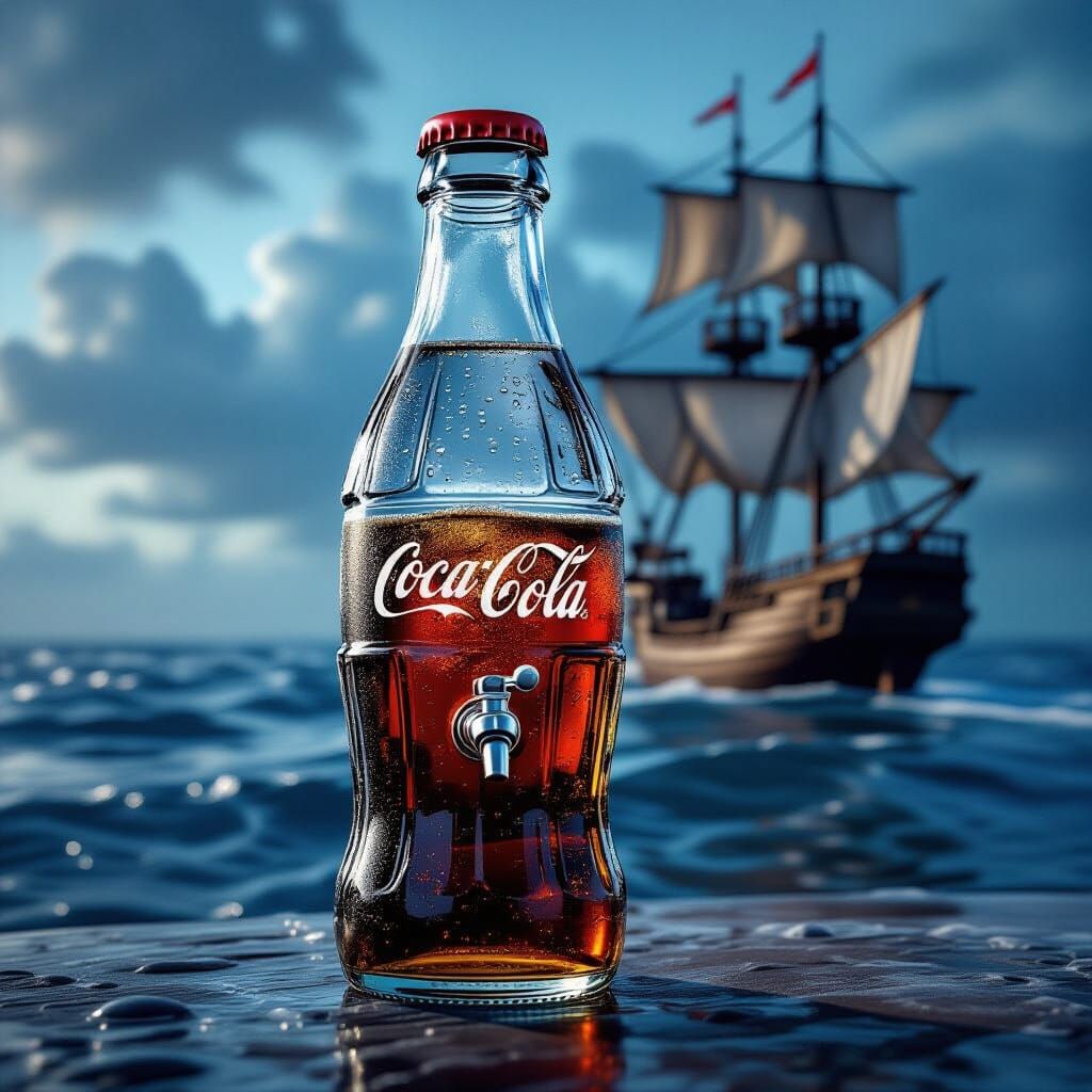 Intricate Drinking Machine Inside Coca-Cola Bottle with Frig...