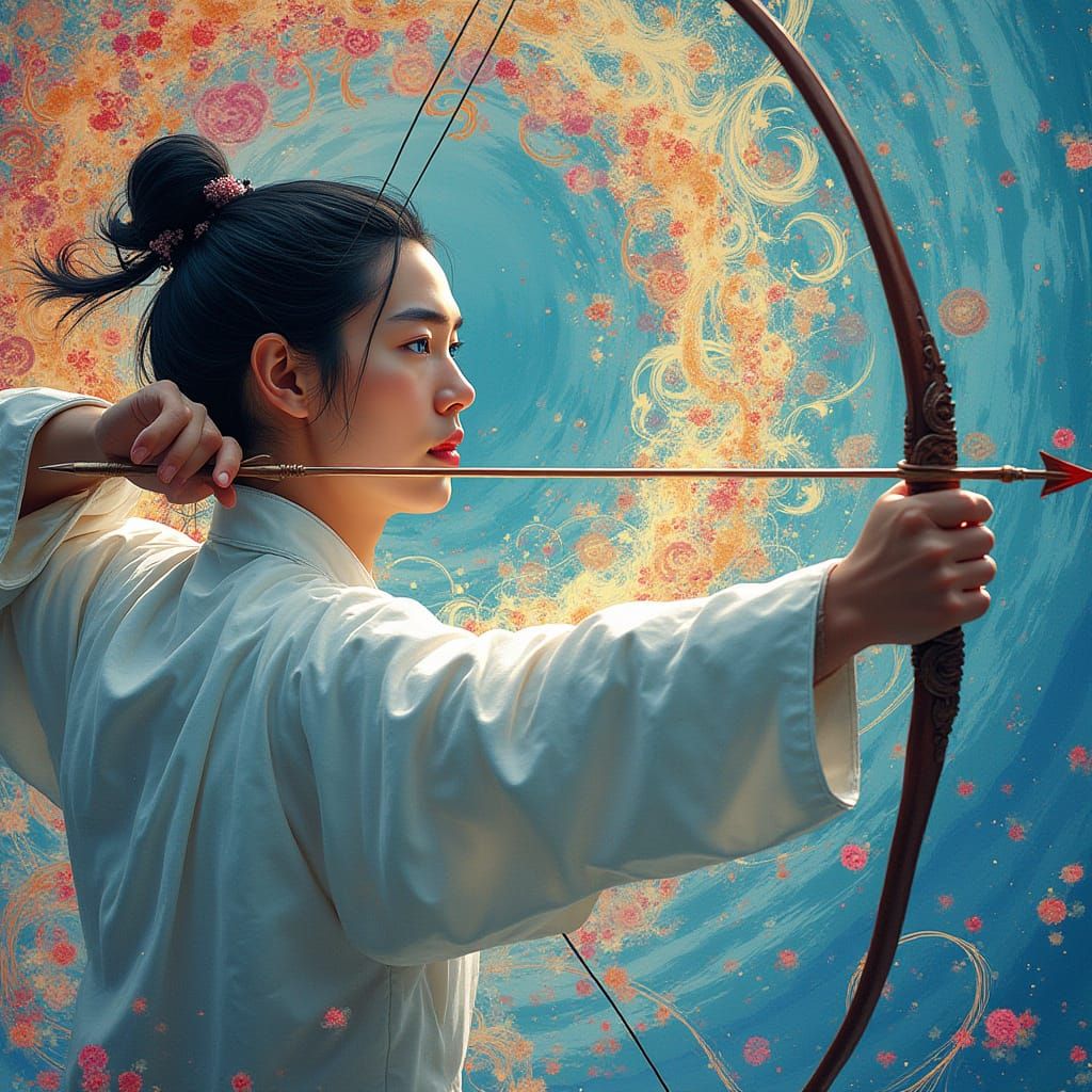 Cupid Tai Chi Master in Vibrant Digital Art