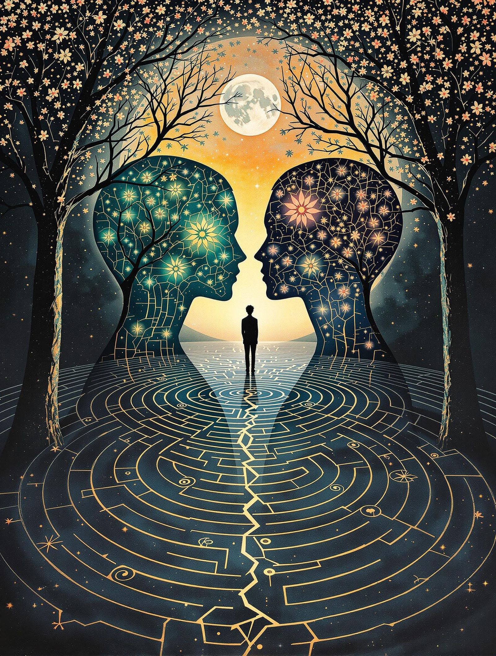 Ethereal Youth in Luminous Labyrinthine Grove