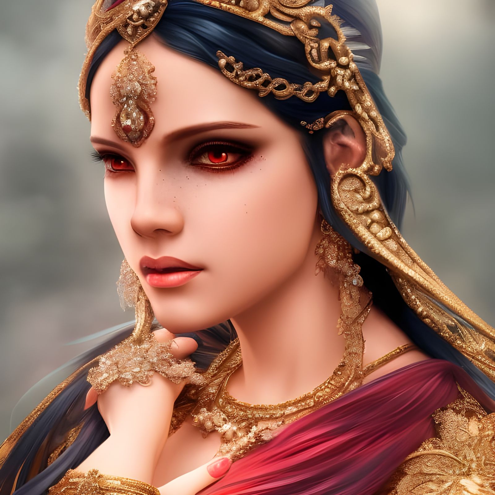 Marble Bust of Young Woman with Antlers