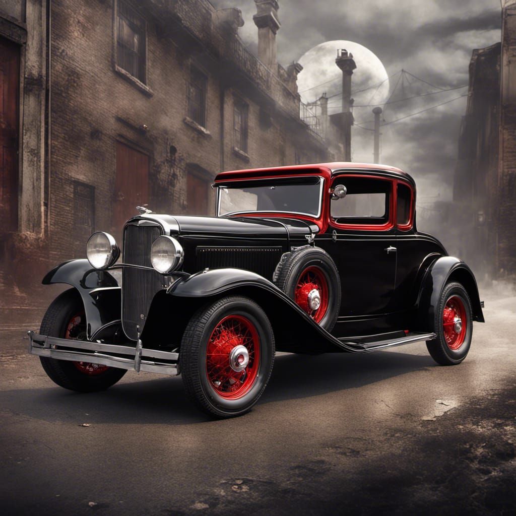 1932 Ford V8: Black and Red Gangster Car