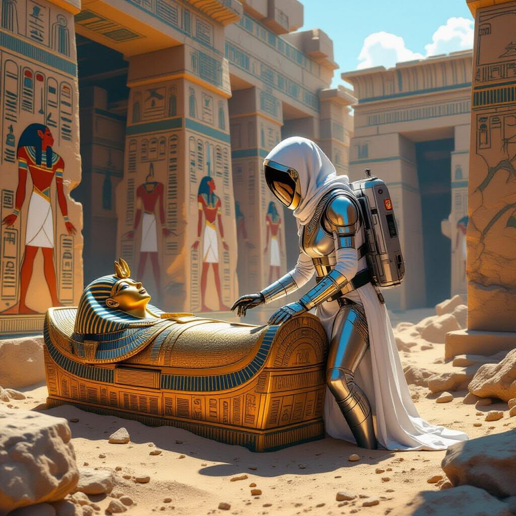 Futuristic Archaeologist Unearths Ancient Tomb in Art Nouvea...