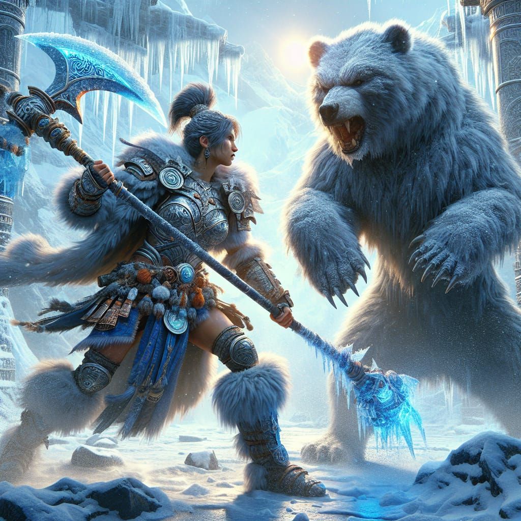 Icy Arena: South Asian Gladiator vs Grizzly Bear