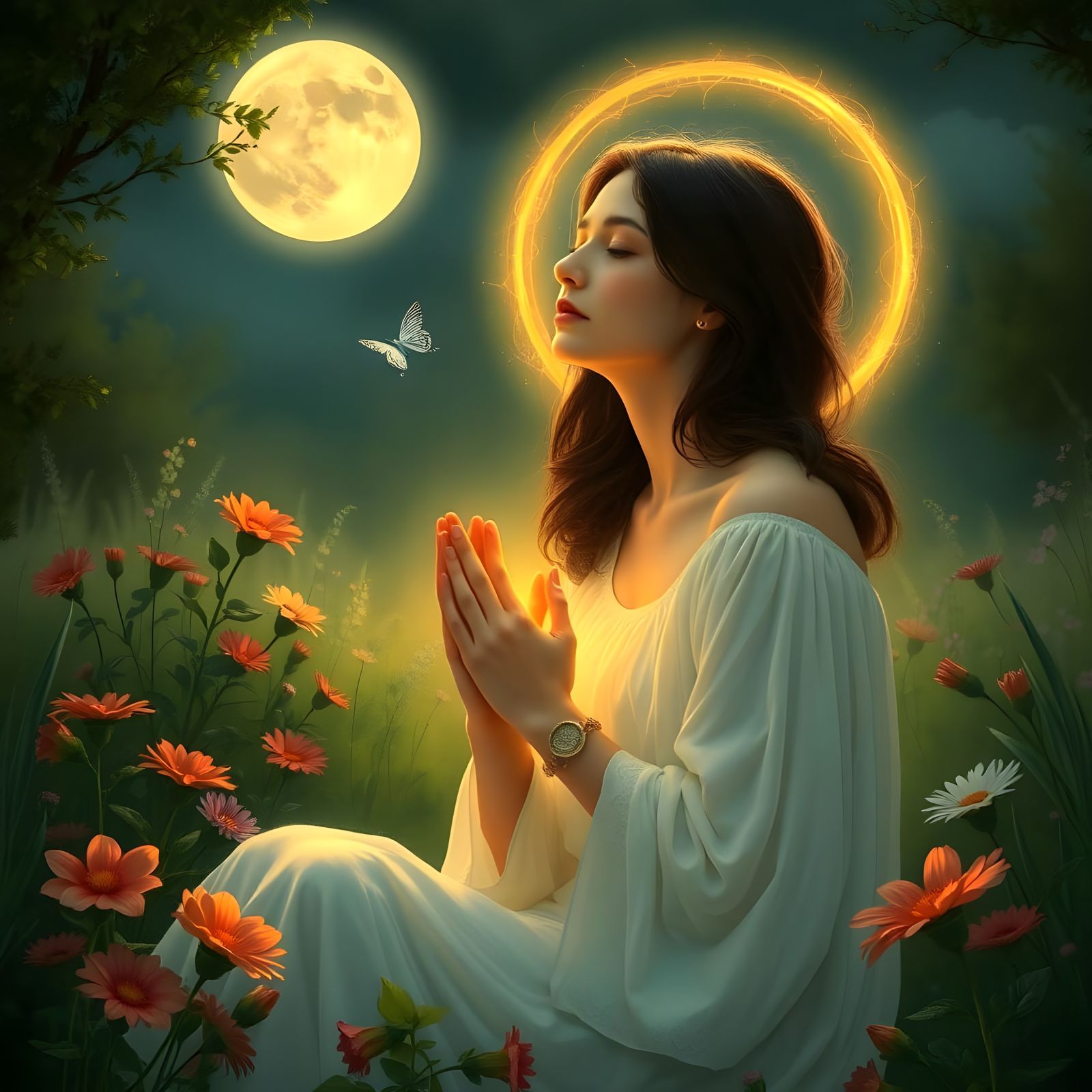 Surreal Christian Hymn Landscape with Radiant Light