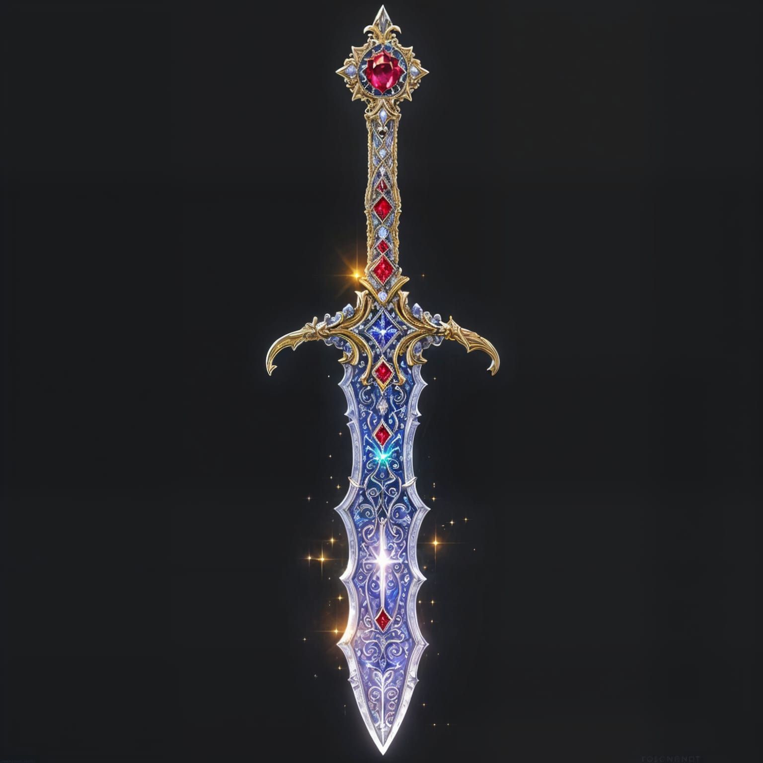 Ethereal Sword of the Ancients in Mithril with Celestial Map...