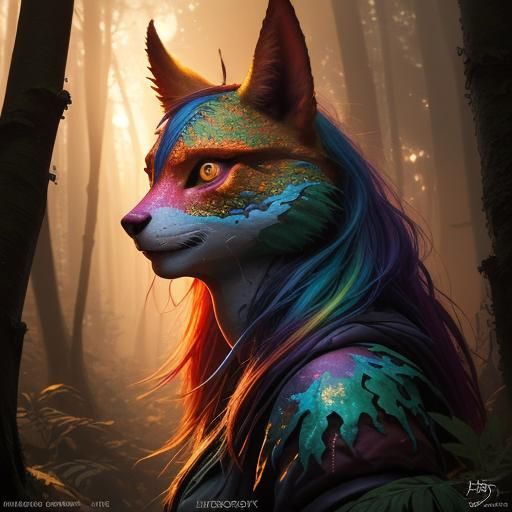 Hyperrealistic Sunset Forest in Splash Art Style