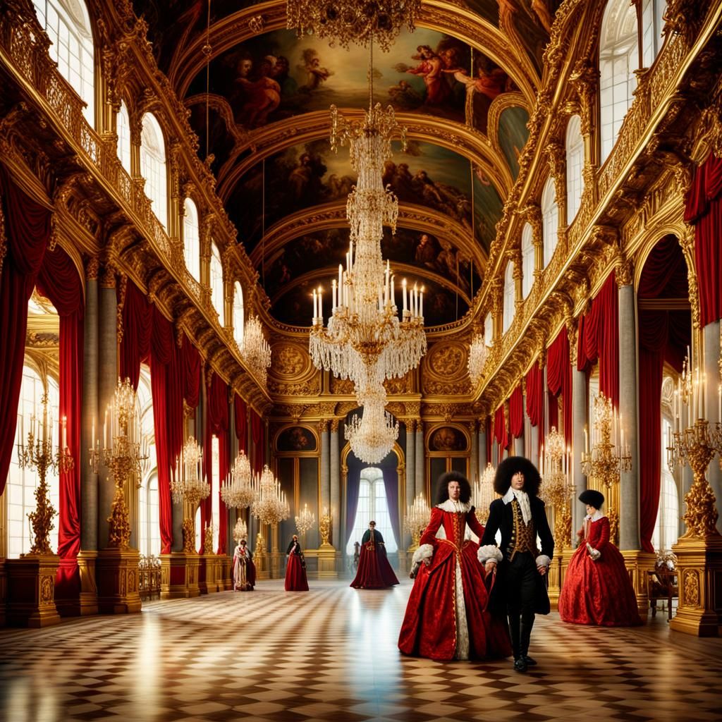 Louis XIV in the Grandeur of Versailles' Hall of Mirrors