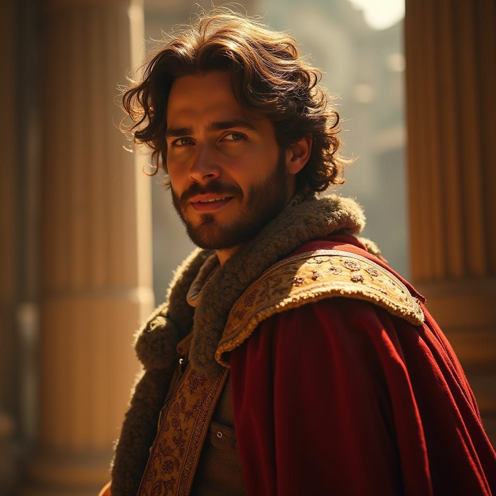 Handsome King with Playful Smirk Digital Portrait