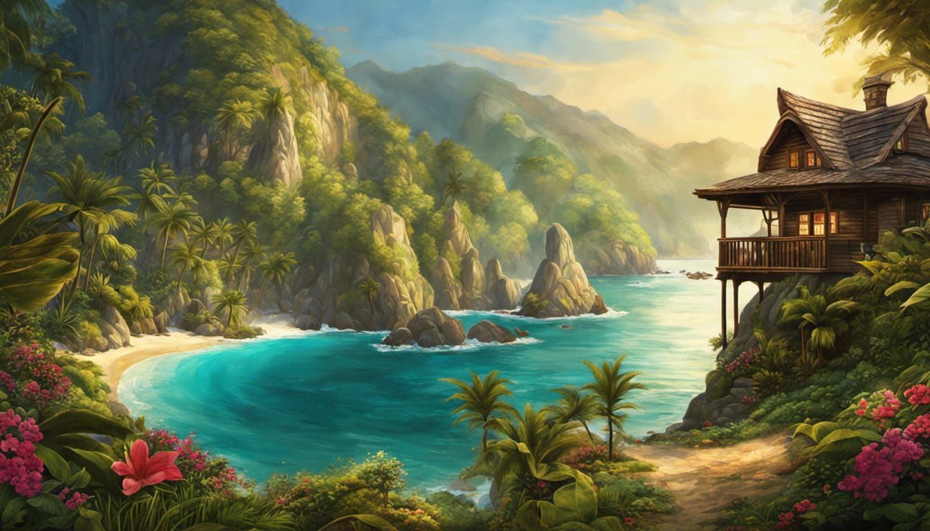 Tropical Beach Cabin: Hyperrealistic Miniature Landscape