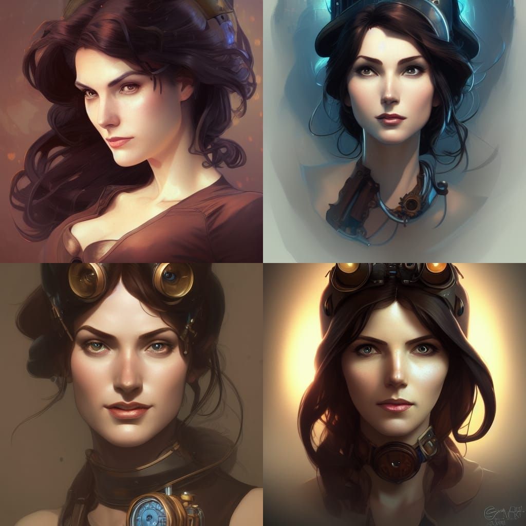 Steampunk Reporter Portrait in Art Nouveau Style