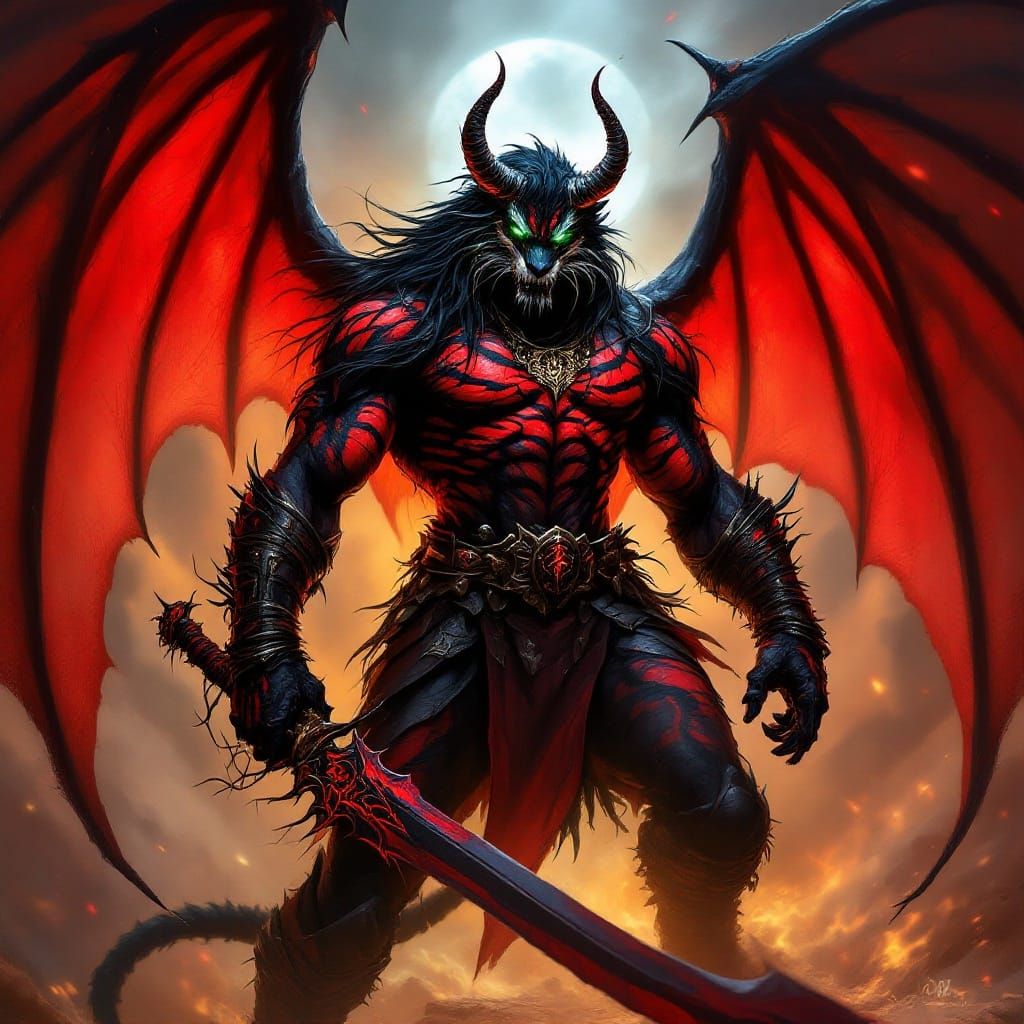 Dark Fantasy Demon Hunter: Epic Tiger-Warrior of the Abyss