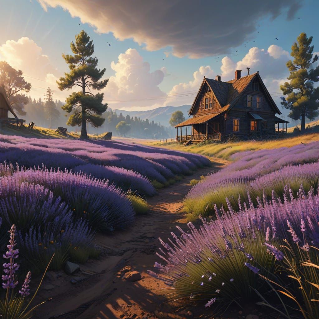 Surreal Lavender Fields in Naturecore Aesthetic