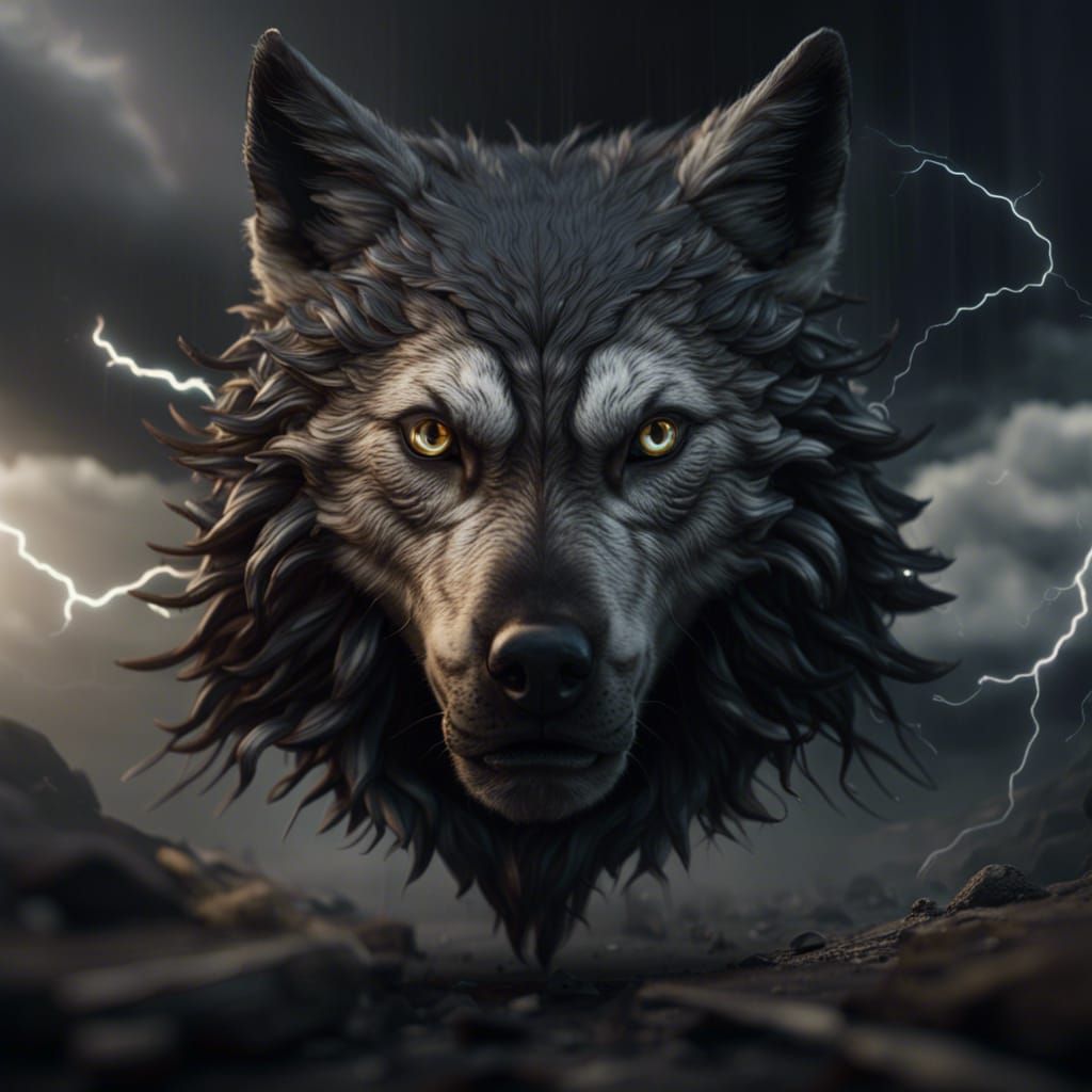 Wolf Eyes in Storm, High Resolution Close-Up