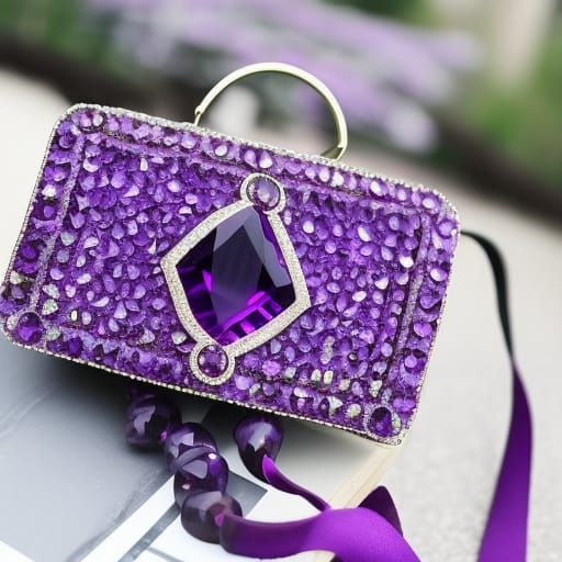 Purple rhinestone amethyst Crystal handbag made with high-quality purple rhinestones& High quality amethyst crystals& pu...