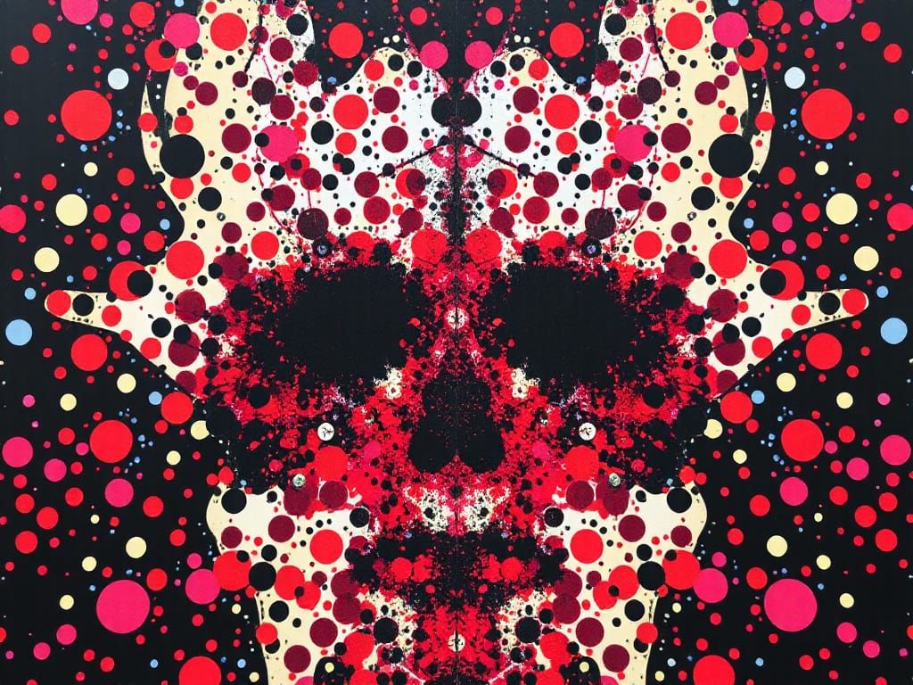 Abstract Surreal Face in Rorschach Dot Art