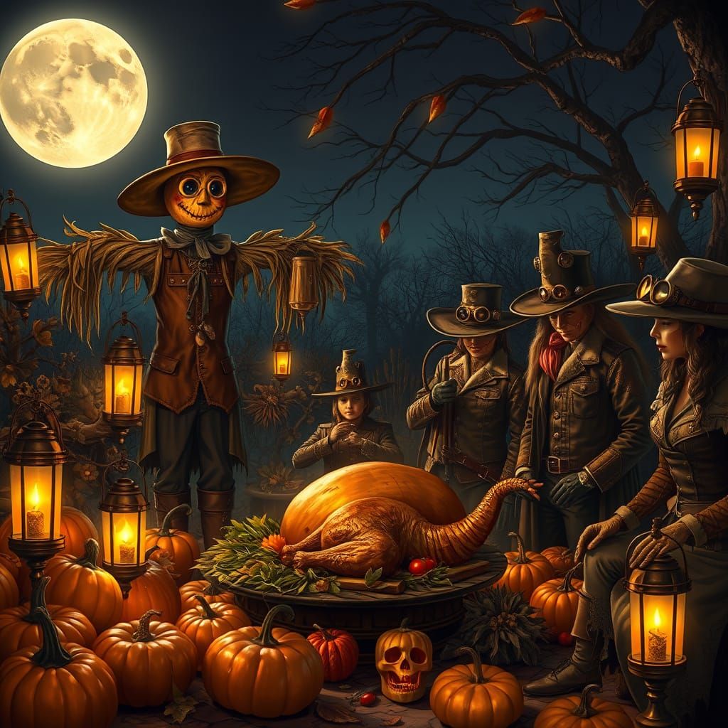 Steampunk Harvest Festival Under a Full Moon