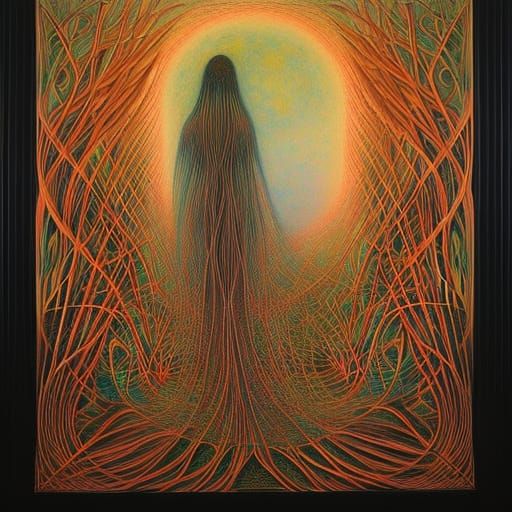 Sunset-Human Hybrid in Glass Forest: Recycled Wood Art