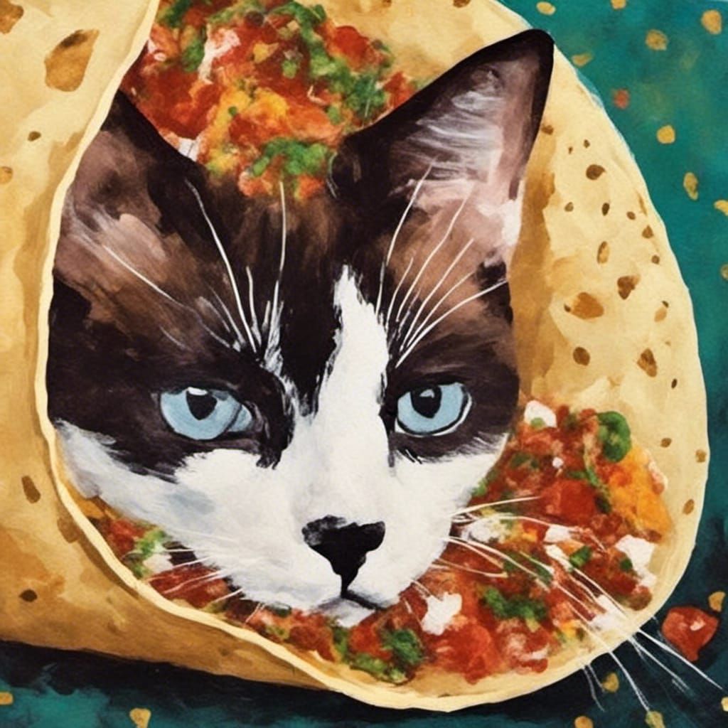 Surreal Taco Painting with Abstract Figure