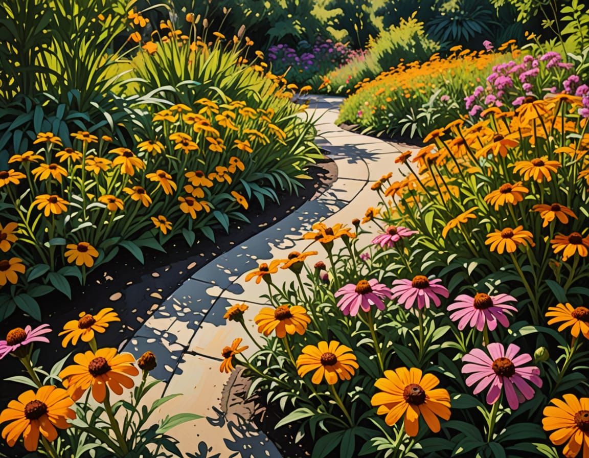 Vibrant Garden Sanctuary as Graffiti Masterpiece