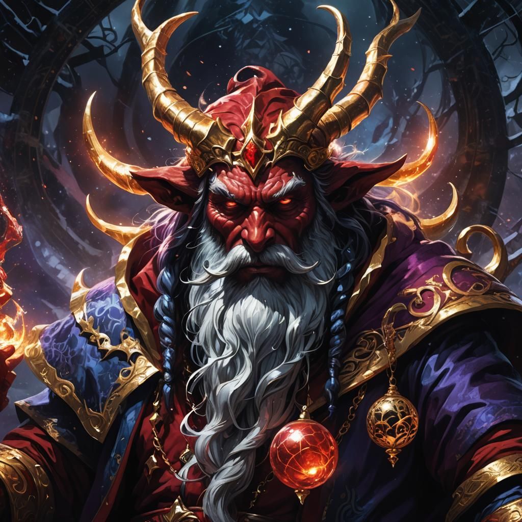 Menacing Crimson Santa in Dark Fantasy Portrait