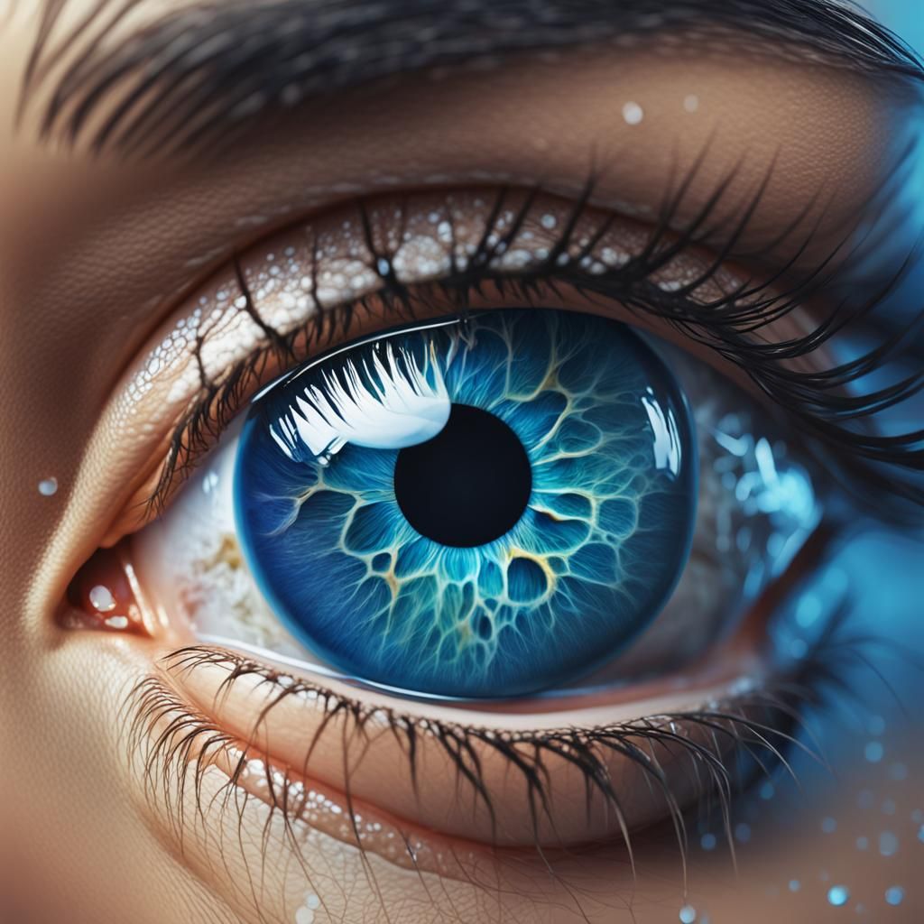Hyperrealistic Close-Up of a Blue Female Eye
