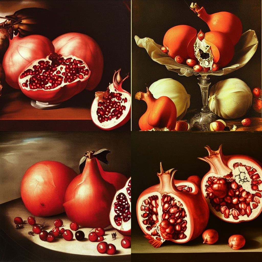 Pomegranates in Rococo Style, Ominous Still Life