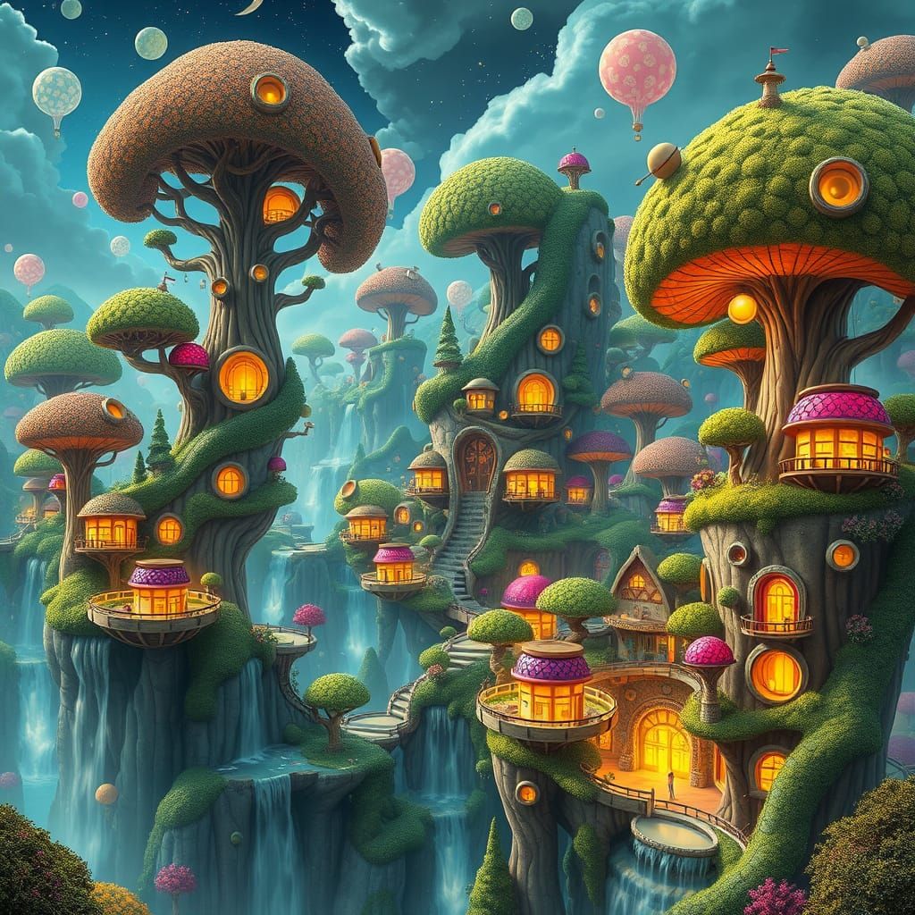 Futuristic Cityscape in Hundertwasser Style