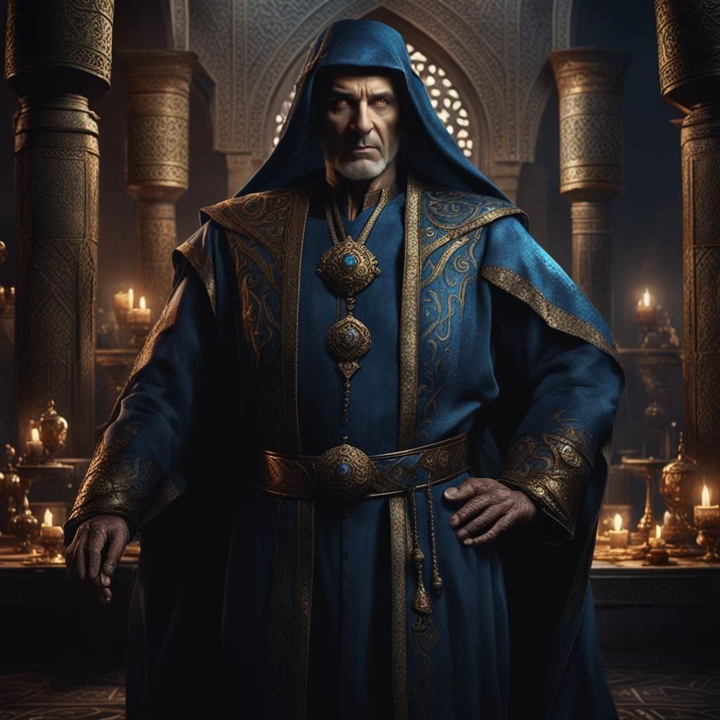 Royal Court Sorcerer in Dark Fantasy Realm