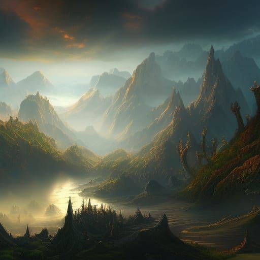 Fantastical Landscapes: Detailed Matte Painting in Deep Colo...