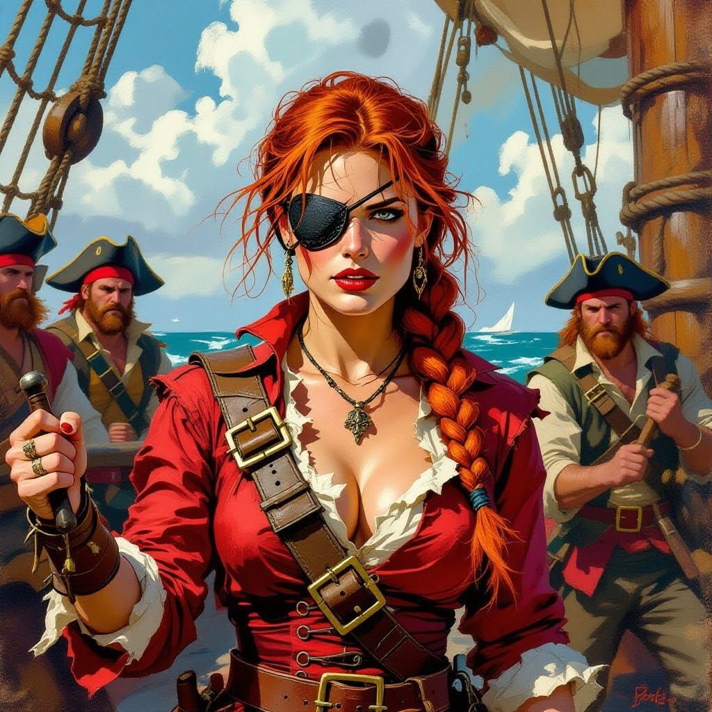 Daring Female Pirate Commands Crew to Board a Captured Vesse...