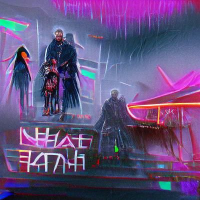 Cyberpunk Death Family in Neon Cityscape