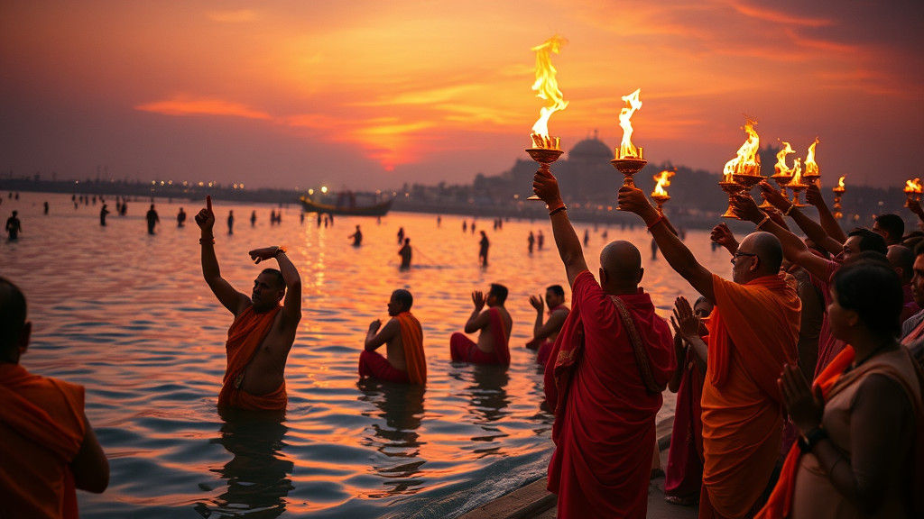Evening Aarti at the Sangam: A Sacred Cinematic Moment