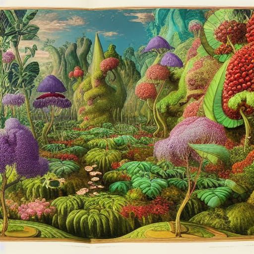 Botanical Gardenscape Inspired by Codex Lichtenstein